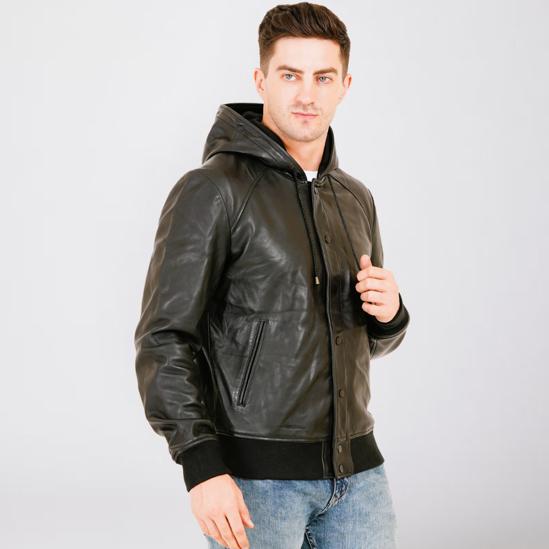 100% LEATHER WITH HOODED JACKET MX 36
