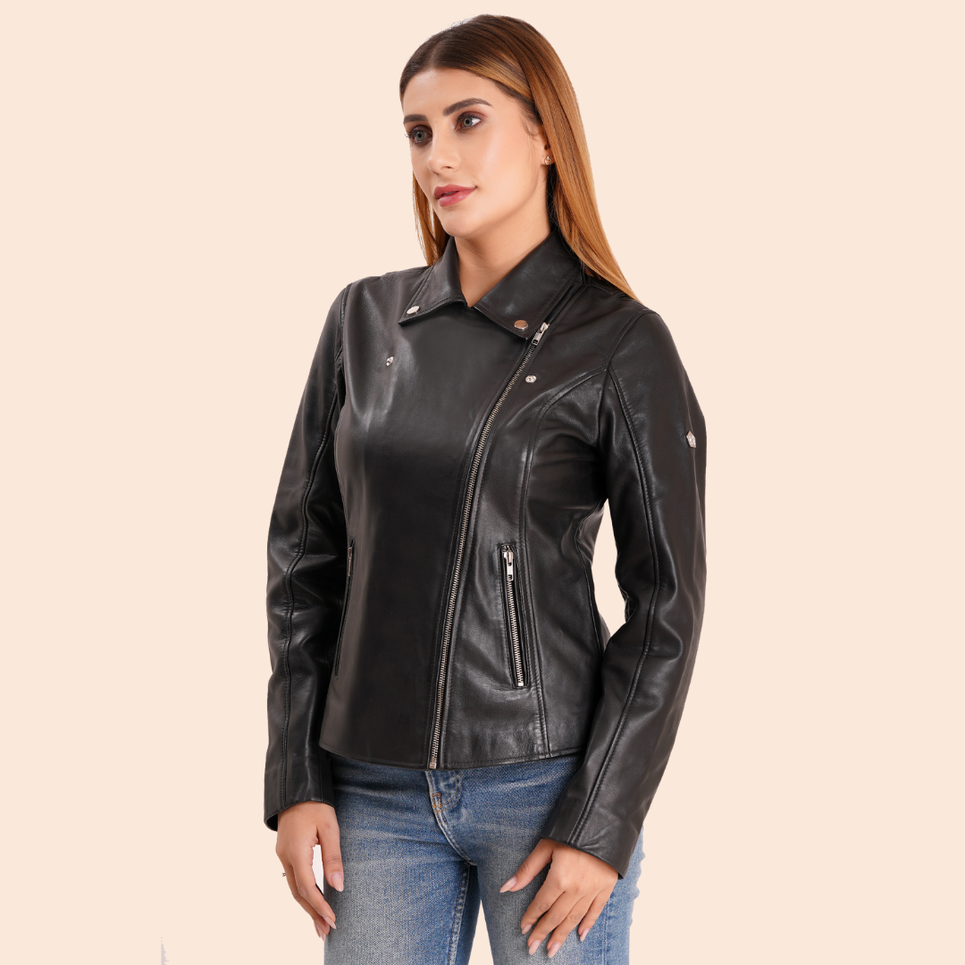 100% Washed Leather Lapel bikers Jacket | WX46