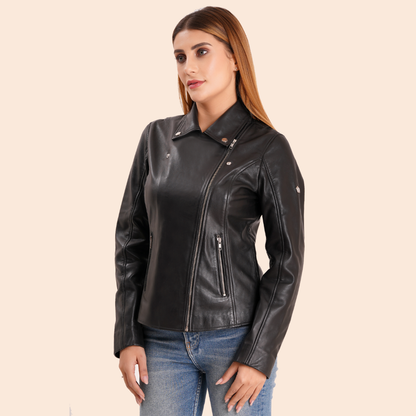 100% Washed Leather Lapel bikers Jacket | WX46
