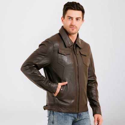 100% HEAVY WASHED SILVY COLLAR JACKET - | MX92