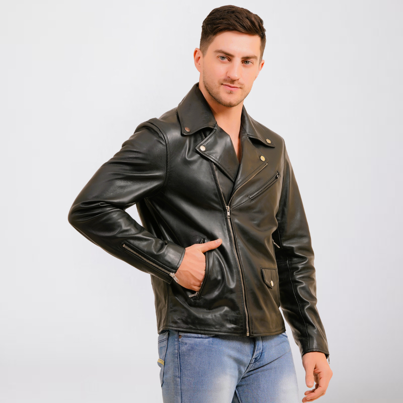 100% LEATHER MOTORCYCLE FLAP PACKET BIKER MX 52 (SILVER ZIPPER)