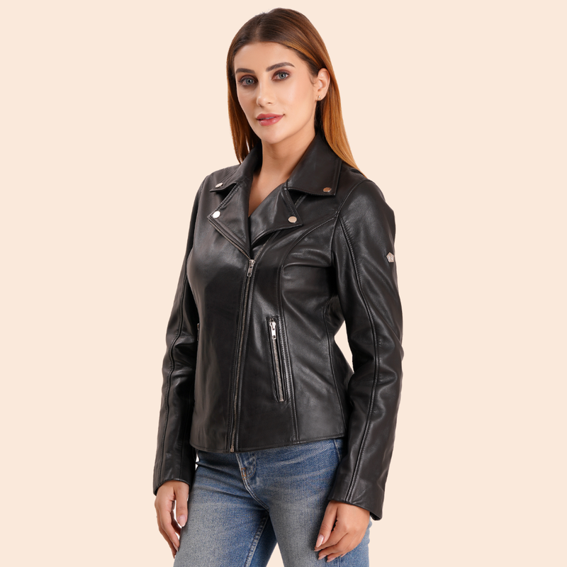 100% Washed Leather Lapel bikers Jacket | WX46