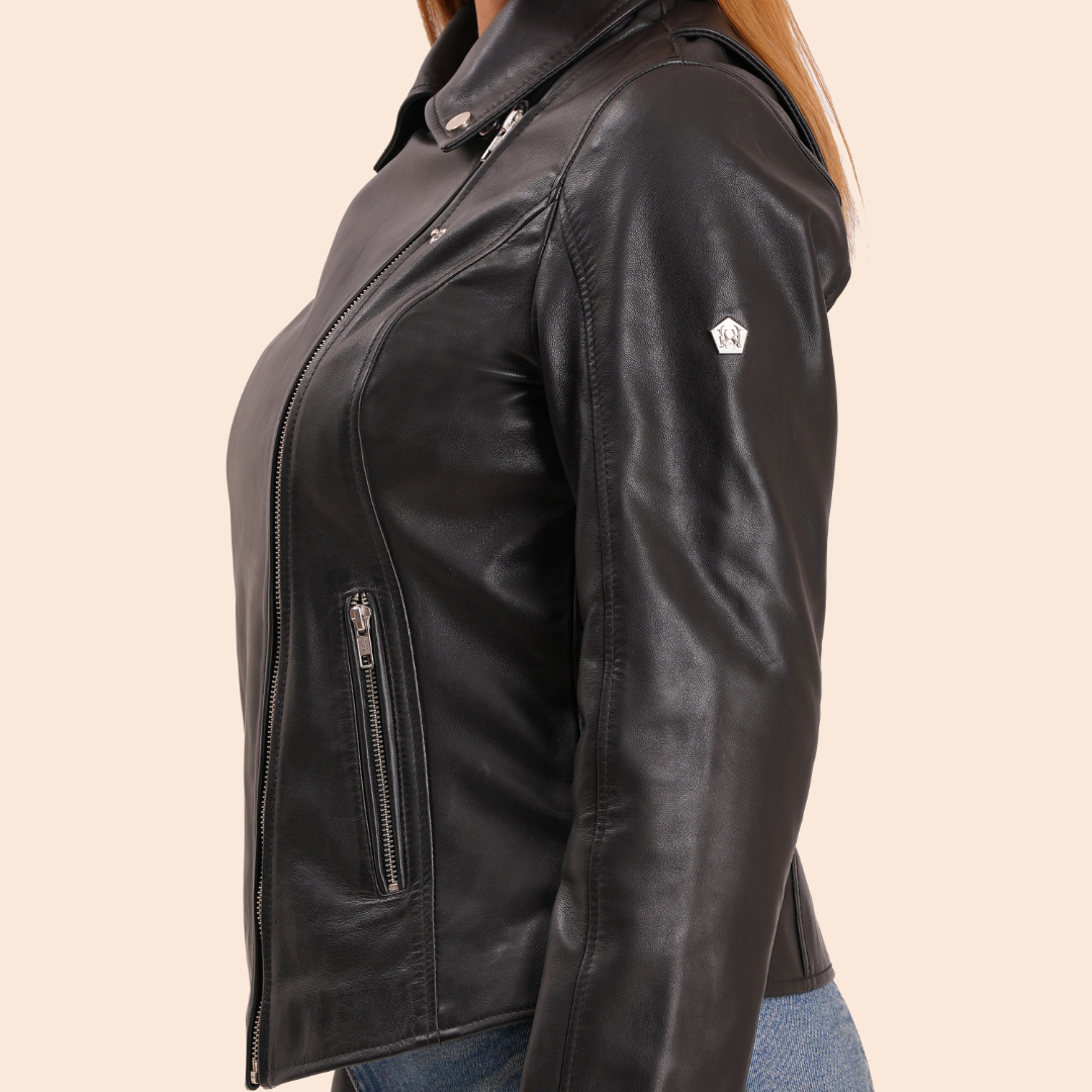 100% Washed Leather Lapel bikers Jacket | WX46