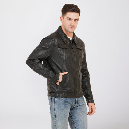 100% HEAVY WASHED SILVY COLLAR JACKET - | MX92
