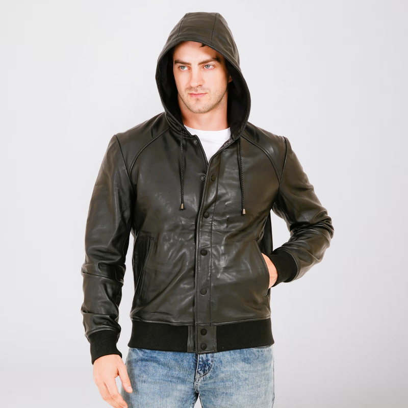 100% LEATHER WITH HOODED JACKET MX 36