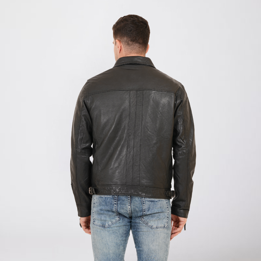 100% HEAVY WASHED SILVY COLLAR JACKET - | MX92