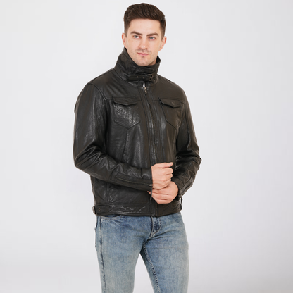 100% HEAVY WASHED SILVY COLLAR JACKET - | MX92