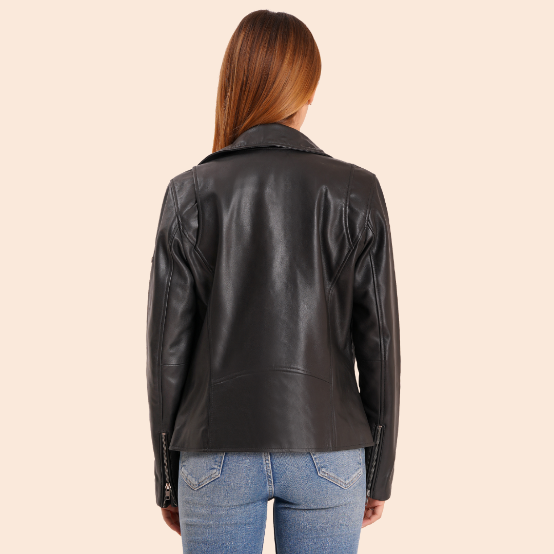 100% Washed Leather Lapel bikers Jacket | WX46