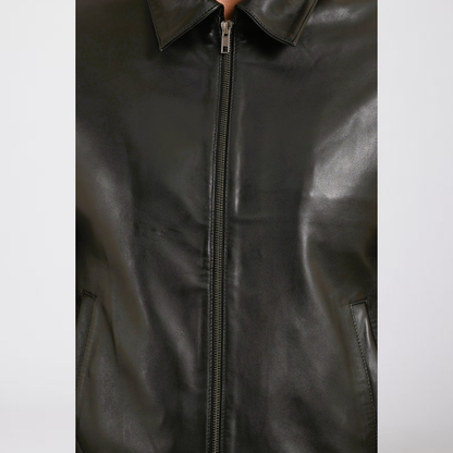 100% LEATHER HARRINGTON COLLAR JACKET MX 58
