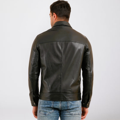 100% LEATHER HARRINGTON COLLAR JACKET MX 58